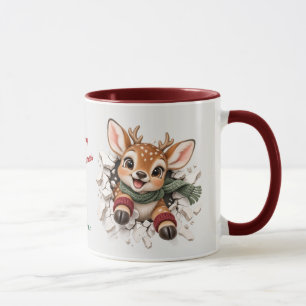 Süßes Rentier Durch Wand Weihnachten Tasse