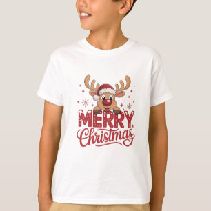 Süßes Rentier Frohe Weihnachten Kinder T-Shirt
