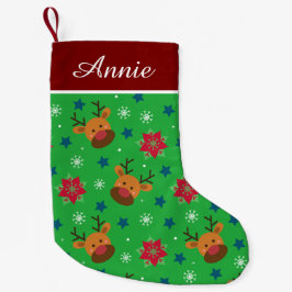 Süßes Rentier & Schneeflocke Personalisiert Kleiner Weihnachtsstrumpf