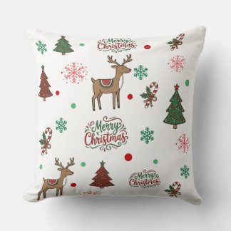 Süßes Rentier & Tannenbaum Frohe Weihnachten Muste Kissen