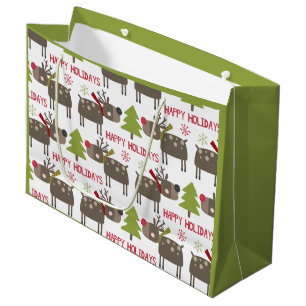 Süßes Rentier Weihnachten Frohe Feiertage Rustikal Große Geschenktüte