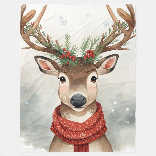 Süßes Rentier-Weihnachts-Fleece-Decke Fleecedecke (Vorderseite)