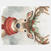 Süßes Rentier-Weihnachts-Fleece-Decke Fleecedecke (Vorderseite (Horizontal))