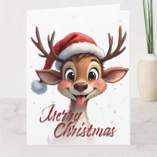 Süßes Rentier wünscht frohe Weihnachten Karte