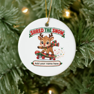 Süßes Rentier zerfetzt Schnee Skateboard Keramik Ornament
