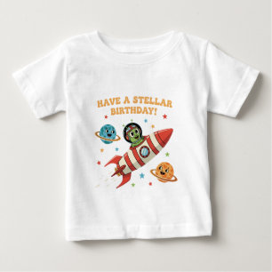 Süßes Retro-Alien im Raketenschiff   Stellarer Wel Baby T-shirt