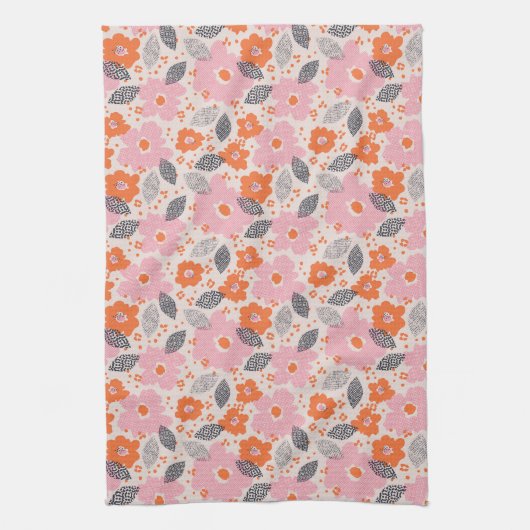 Süßes Retro-Blumenmuster Geschirrtuch (Vertikal)