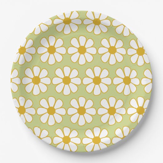 Süßes Retro-Blumenmuster Pappteller (Vorderseite)