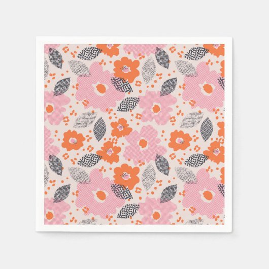 Süßes Retro-Blumenmuster Serviette (Vorderseite)