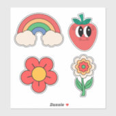 Süßes Retro-Blumenmuster stilvoller Regenbogen Sat Aufkleber (Blatt)