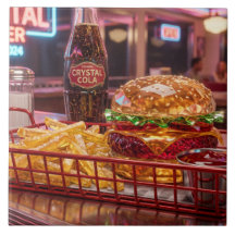 Süßes Retro-Diner | Kristalliner Burger und Pommes