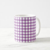 Süßes Retro-Gingham-Karo-Lila-Muster Kaffeetasse (VorderseiteRechts)