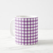 Süßes Retro-Gingham-Karo-Lila-Muster Kaffeetasse (Vorderseite Links)