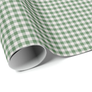 Süßes Retro-Gingham-Karo-Muster Wintergrün Geschenkpapier