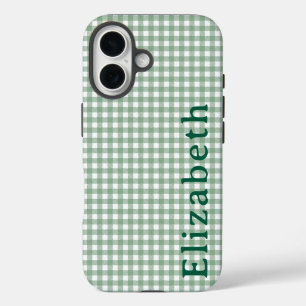 Süßes Retro-Gingham-Karo personalisiert  iPhone 16 Hülle