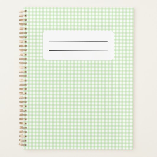 Süßes Retro-Grün-Gingham-Karomuster Planer (Vorderseite)