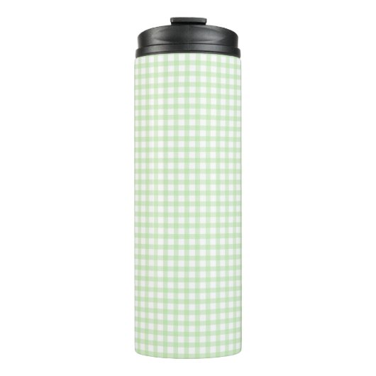 Süßes Retro-Grün-Gingham-Karomuster Thermosbecher (Vorderseite)