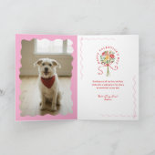 Süßes Retro Handgezeichnetes Hundeblumenstrauß Val Feiertagskarte (Innenseite)