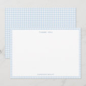 Süßes Retro Hellblau Gingham Personalisiert Dankeskarte (Vorne/Hinten)