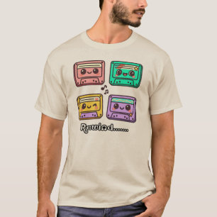 Süßes Retro-Kassettenband "Rewind" Kawaii-Design T-Shirt