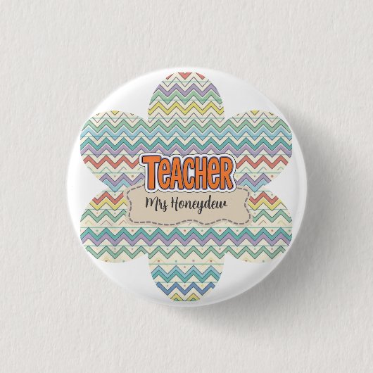 Süßes Retro-Lehrer Dankeschön-Muster Button (Vorderseite)