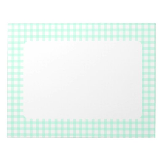 Süßes Retro-Meer-Grün-Gingham-Karomuster Notizblock (Vorderseite)