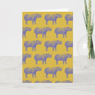 Süßes Retro-Nashorn-Rhinozeros-Muster Gelbe Leere Karte