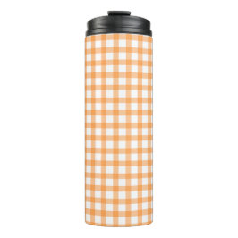 Süßes Retro-Orangengingham-Karomuster Thermosbecher