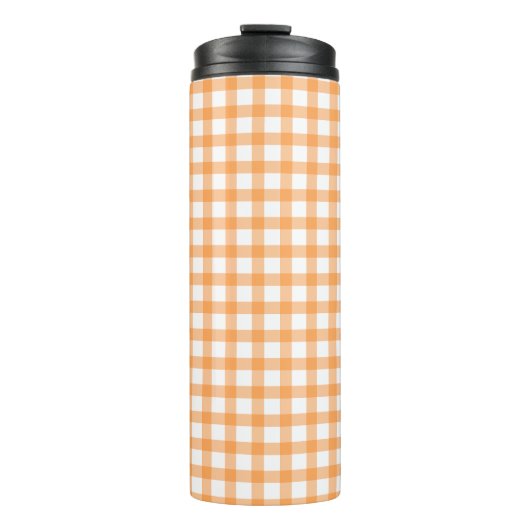 Süßes Retro-Orangengingham-Karomuster Thermosbecher (Vorderseite)