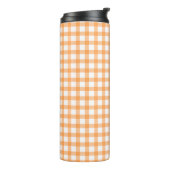 Süßes Retro-Orangengingham-Karomuster Thermosbecher (Nach links gedreht)