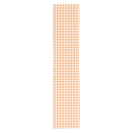 Süßes Retro-Orangenschecken-Karo-Muster Kurzer Tischläufer
