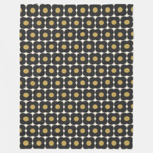 Süßes Retro-Pop-Blumenmuster Schwarz und Gold Fleecedecke