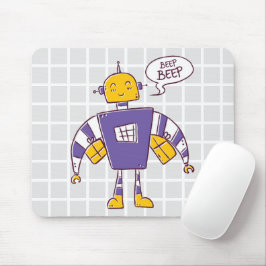 Süßes Retro-Roboter-"Beep Beep"-Mauspad mit Raster Mousepad