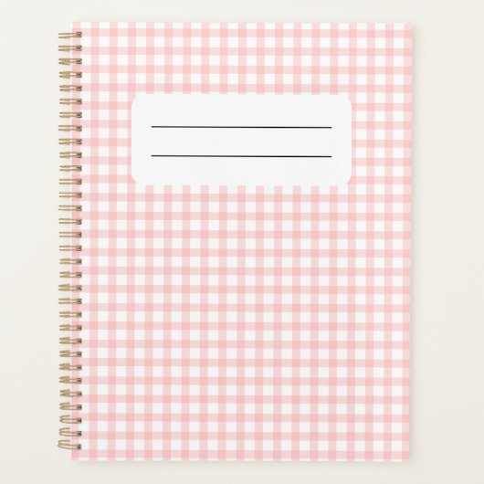 Süßes Retro-Rosa-Gingham-Karo-Muster Planer (Vorderseite)