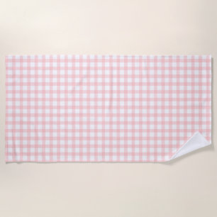 Süßes Retro-Rosa-Gingham-Karo-Muster Strandtuch