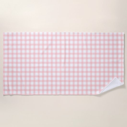 Süßes Retro-Rosa-Gingham-Karo-Muster Strandtuch (Vorderseite)