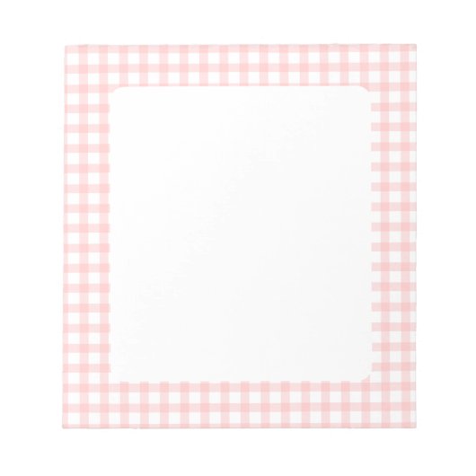 Süßes Retro-Rosa-Gingham-Karomuster Notizblock (Vorderseite)