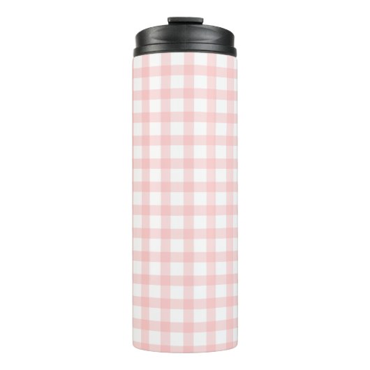 Süßes Retro-Rosa-Gingham-Karomuster Thermosbecher (Vorderseite)