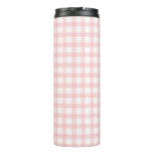 Süßes Retro-Rosa-Gingham-Karomuster Thermosbecher (Rückseite)