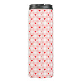Süßes Retro-Rosa-Herz-Gingham-Karo-Muster Thermosbecher (Rückseite)