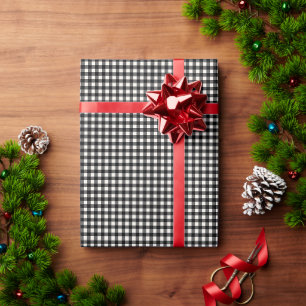 Süßes Retro Schwarz-Weiß Gingham Karomuster Geschenkpapier