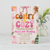 Süßes Retro-Weihnachts-Pyjama-Party-Mädchen Einladung (Stehend Vorderseite)