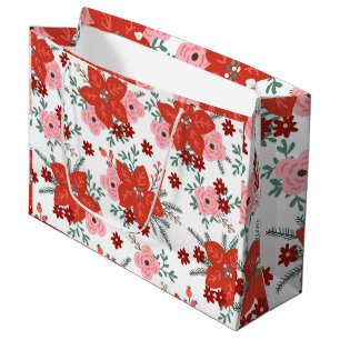 Süßes Retro-Weihnachtsstern-Blumenmuster Weihnacht Große Geschenktüte