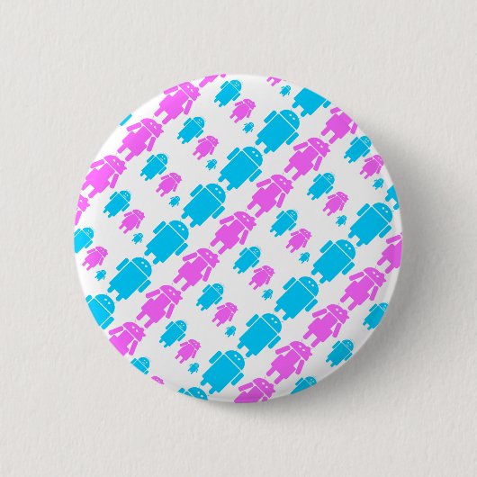 Süßes Robotterfamilienmuster Button (Vorderseite)