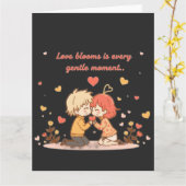 Süßes romantisches Anime-Paar - Liebesmoment Karte (Gelbe Blume)