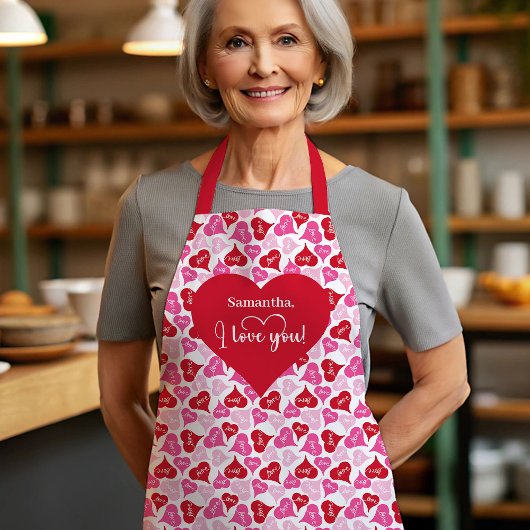 Süßes romantisches Herzdesign personalisiertes Val Schürze