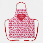 Süßes romantisches Herzdesign personalisiertes Val Schürze (Vorderseite)