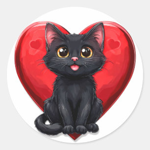 Süßes romantisches Kitzdesign – Valentinstag Haust Runder Aufkleber