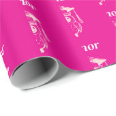 Süßes rosa Abschluss-Eulen-Muster Geschenkpapier (Rolleneckpunkt)