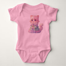 Süßes Rosa Anime-Katzen-Baby-Party-Geschenk Bodysu